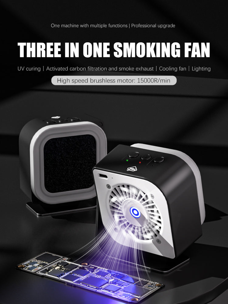 TBK F001 3-in-1 Soldering Fume Extractor Fan | UV Curing Lamp & Cooling System | Portable Repair Tool