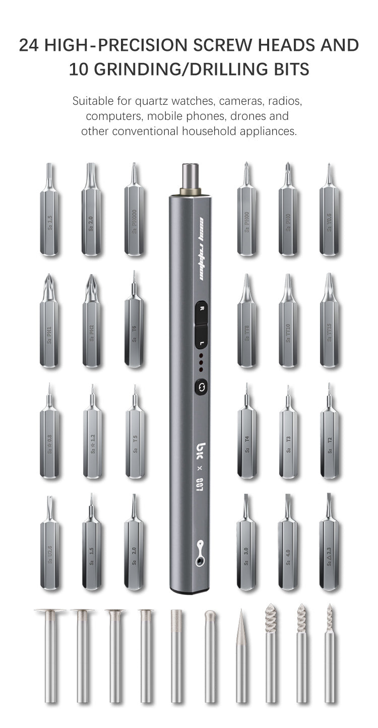 TBK BK-007 4-in-1 Mini Electric Screwdriver & Grinder | 3-Speed Adjustable | Precision Repair Tool for Phones & Electronics