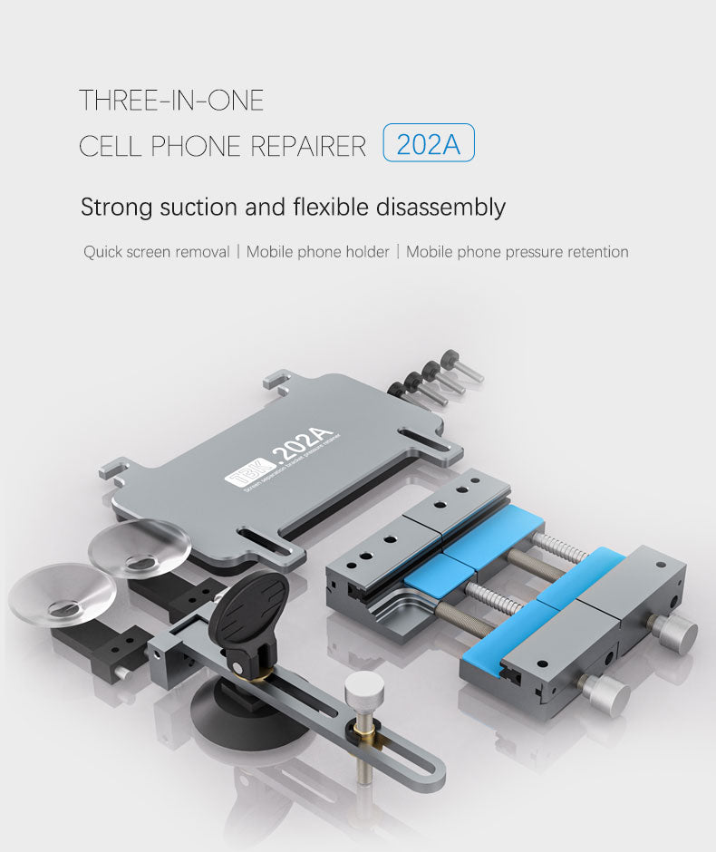 TBK 202A 3-in-1 Phone Repair Tool: Screen Removal Clamp, Holder & Pressure Fixture