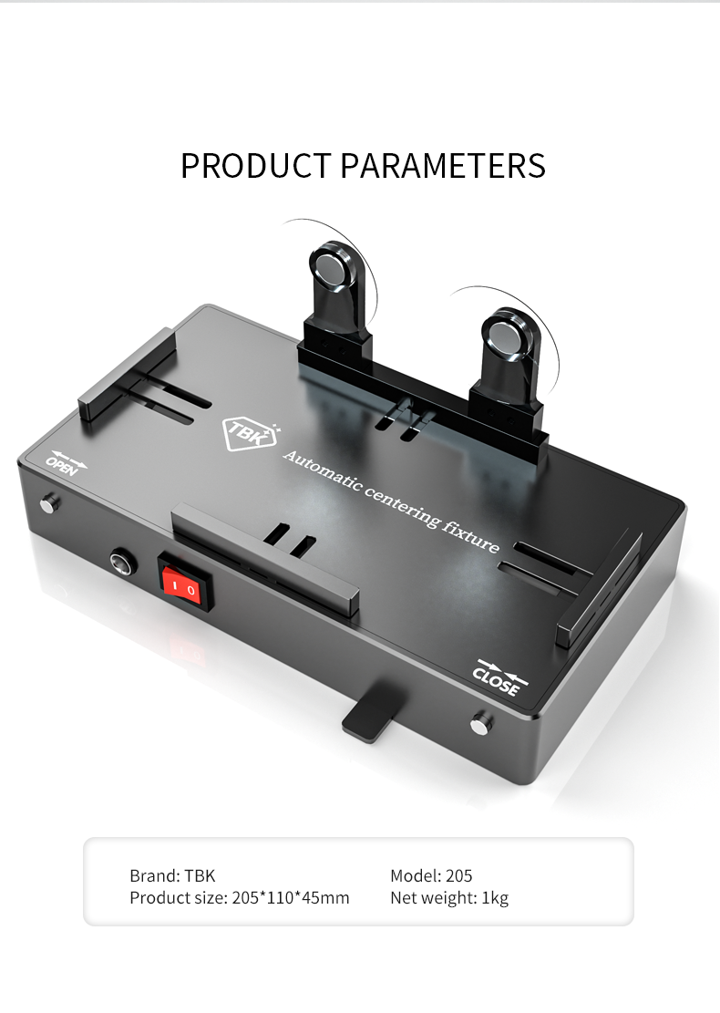 TBK 205 Automatic Centering Fixture | Universal Mobile Phone Repair Holder & LCD Screen Clamp