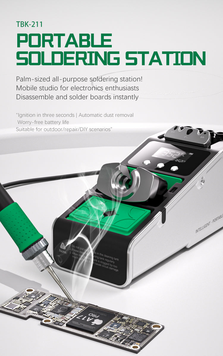 TBK 211 Cordless Portable Soldering Station with Electric Tip Cleaner (Battery Powered)