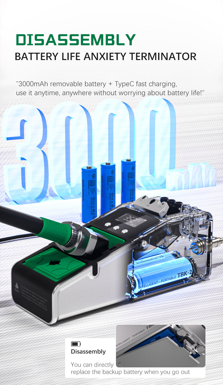 TBK 211 Cordless Portable Soldering Station with Electric Tip Cleaner (Battery Powered)