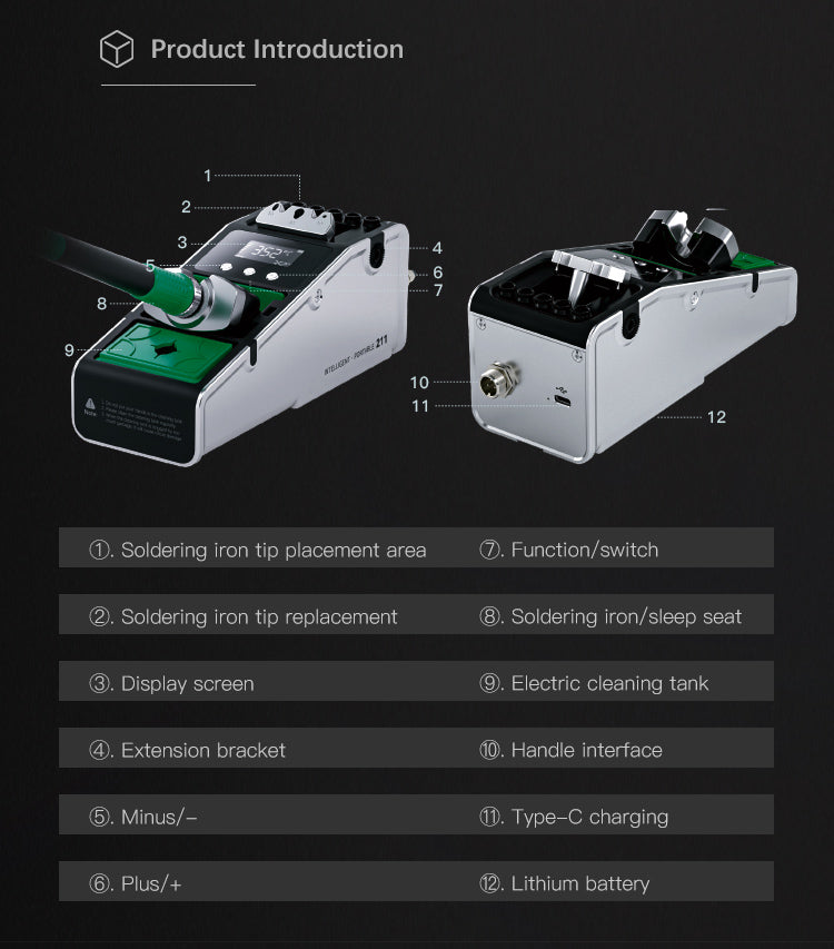 TBK 211 Cordless Portable Soldering Station with Electric Tip Cleaner (Battery Powered)
