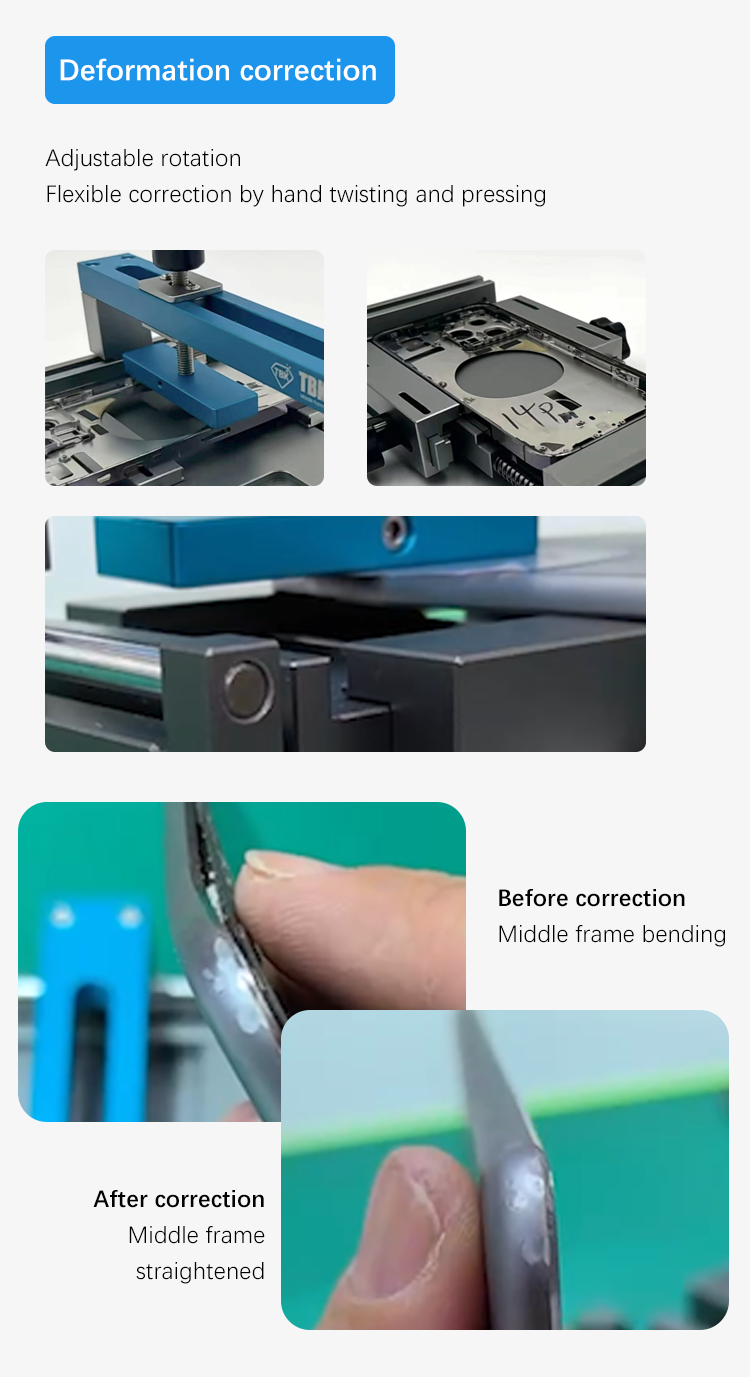 TBK 215C 3-in-1 Frame Straightening, Screen Press & Repair Fixture for Mobile Phone & Tablet