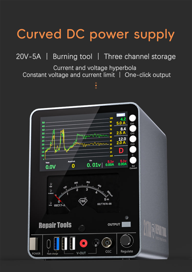TBK 217A DC Power Supply 20V/5A with Real-Time Curve Display & Short Circuit Repair for Mobile Maintenance