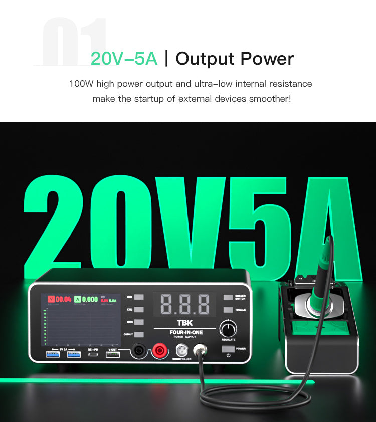 TBK 219 4-in-1 Integrated Soldering Station & DC Power Supply with Short Circuit Detector