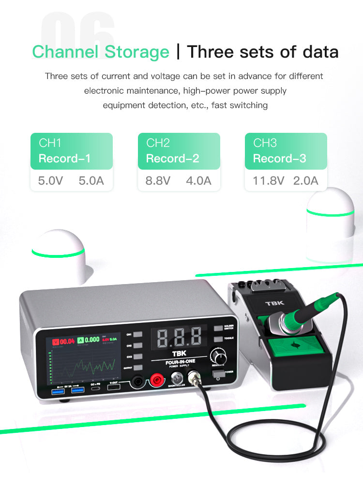 TBK 219 4-in-1 Integrated Soldering Station & DC Power Supply with Short Circuit Detector