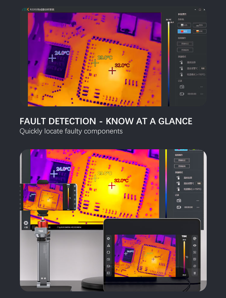 TBK R2202 Infrared Thermal Imaging Camera for PCB Short Circuit & Fault Diagnosis