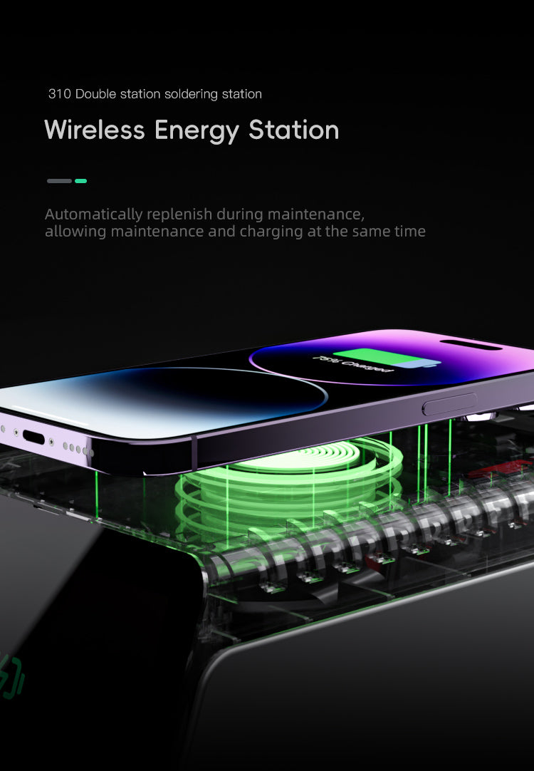 TBK 310 Intelligent Dual-Station Soldering Station with 20W Wireless Charging for Mobile Phone Repair