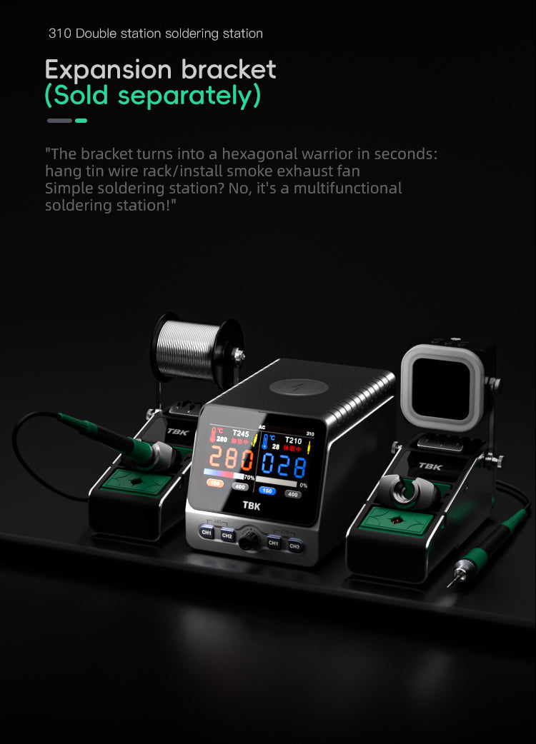 TBK 310 Intelligent Dual-Station Soldering Station with 20W Wireless Charging for Mobile Phone Repair