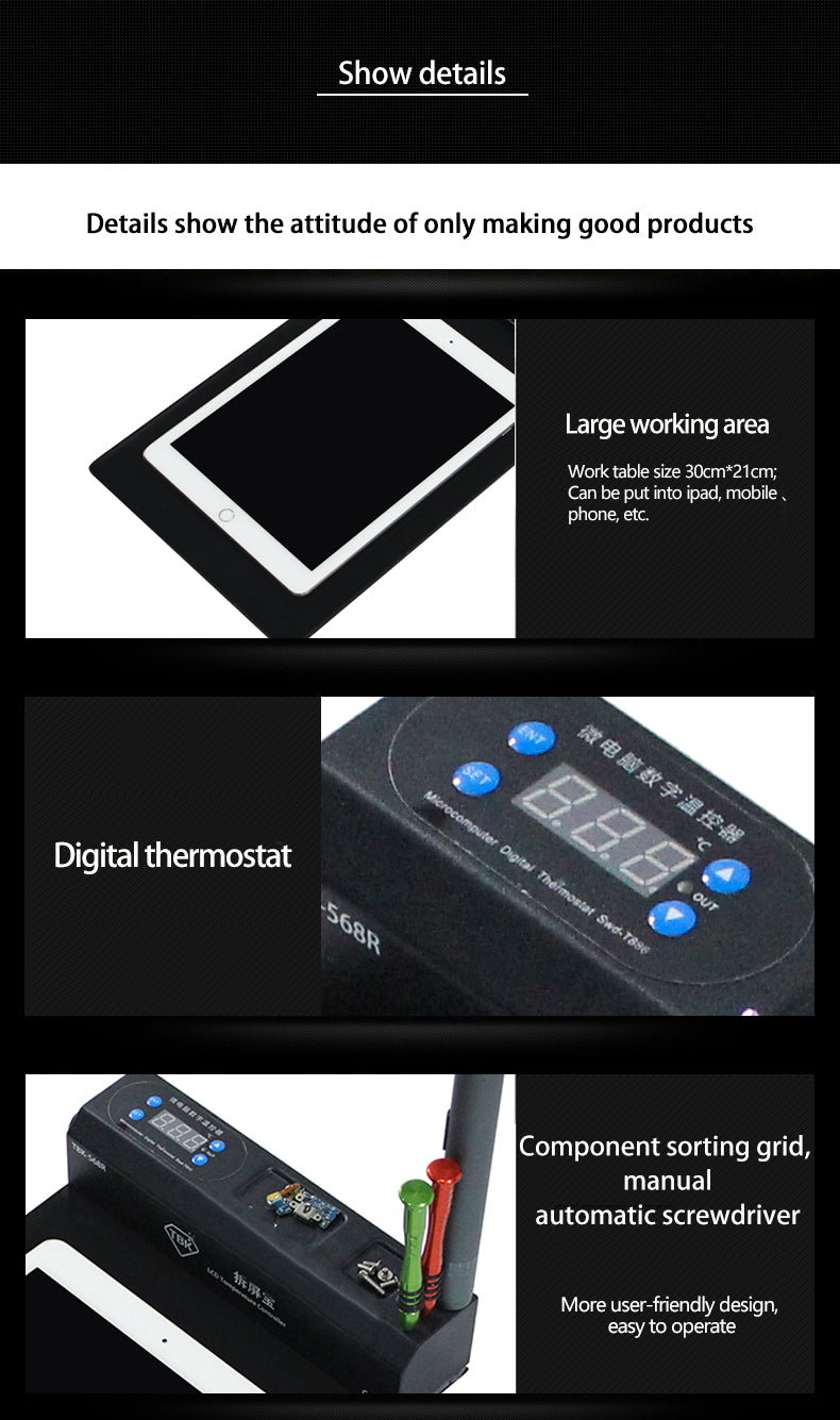 TBK-568R LCD Heating Pad & Repair Station for Mobile Phones & Tablets