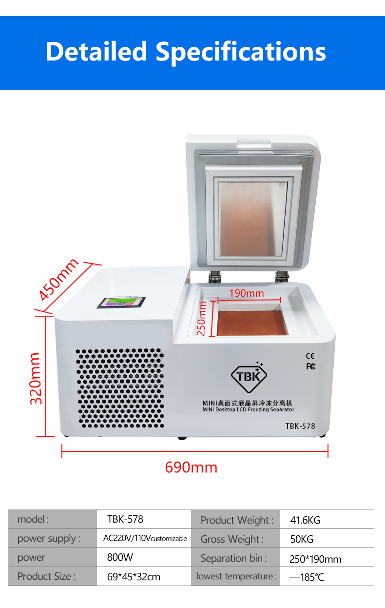 TBK 578 Mini Desktop LCD Freeze Separator Machine -185°C for Mobile & Tablet Repair