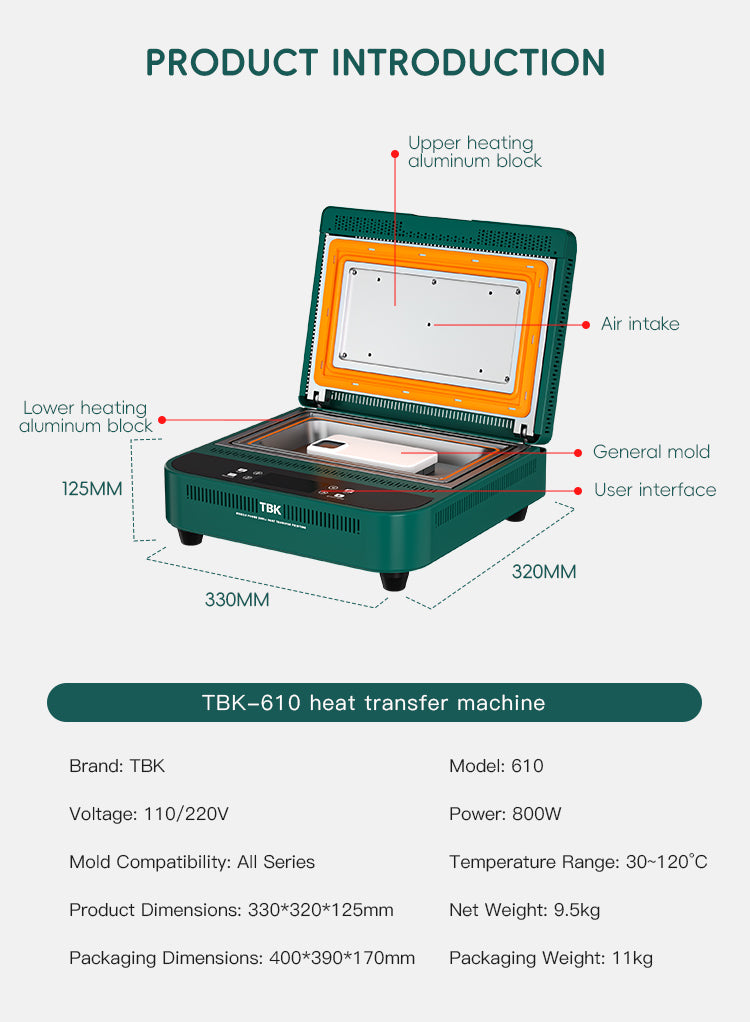 TBK 610 3D Vacuum Phone Case Heat Transfer Machine | Universal Mold System