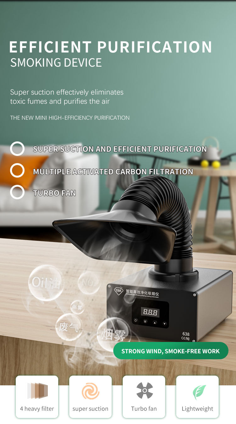 TBK-638 Desktop Solder Fume Extractor | 4-Layer Filtration System | Smoke Absorber for Soldering & Laser Marking