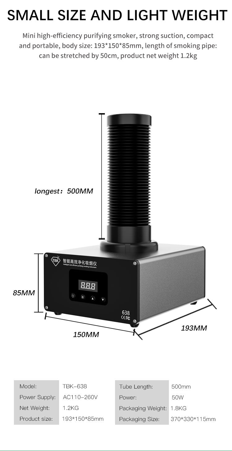 TBK-638 Desktop Solder Fume Extractor | 4-Layer Filtration System | Smoke Absorber for Soldering & Laser Marking