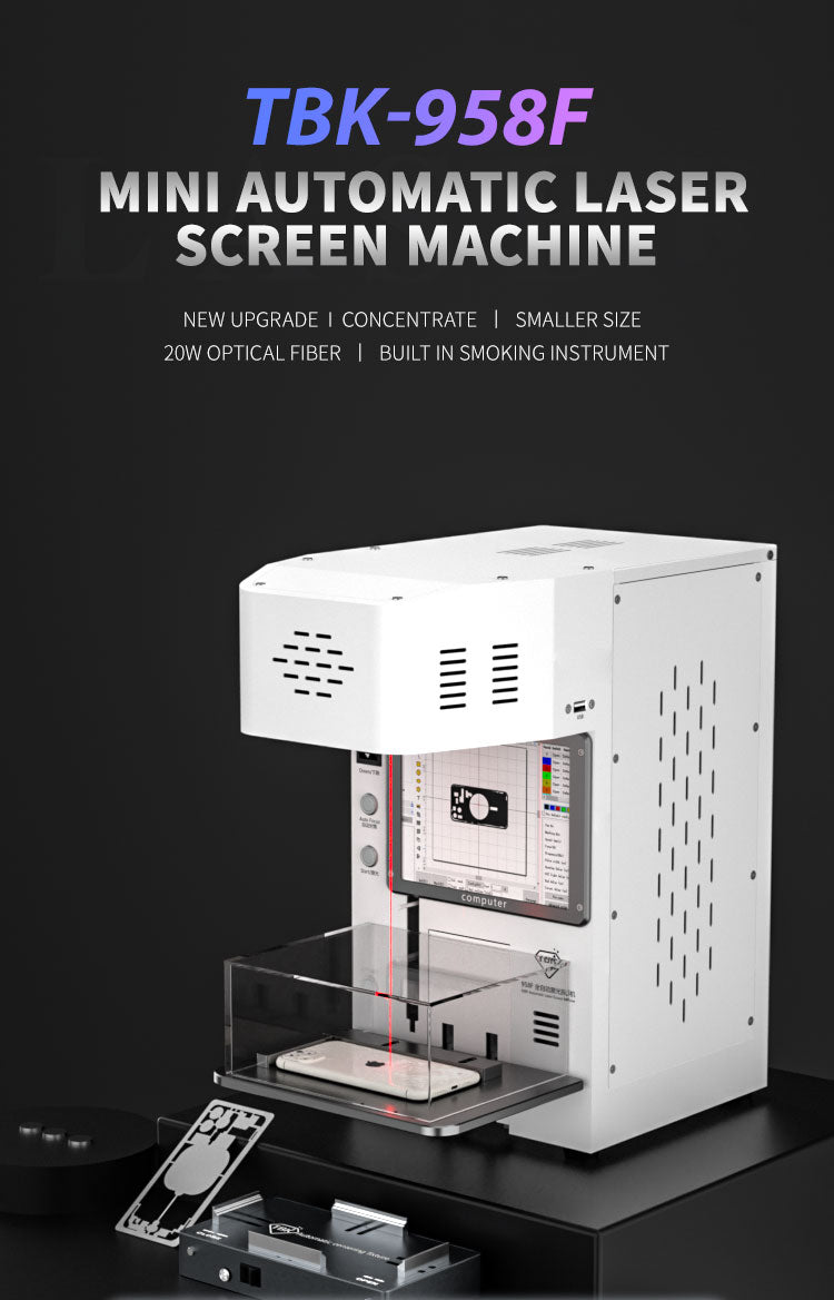 TBK 958F 20W Fiber Laser Separation Machine for iPhone Back Glass Repair & Engraving
