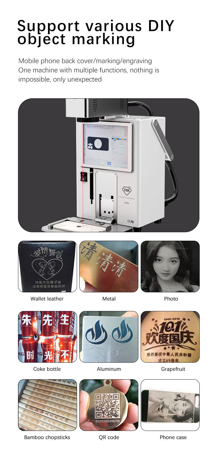 TBK 958N Portable Laser Machine | Detachable Handheld Head for Back Glass Removal & Rotary Engraving