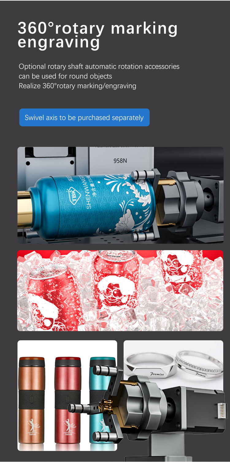 TBK 958N Portable Laser Machine | Detachable Handheld Head for Back Glass Removal & Rotary Engraving