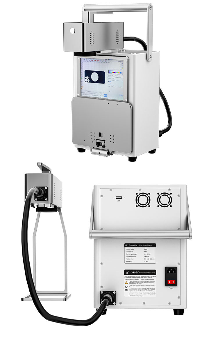 TBK 958N Portable Laser Machine | Detachable Handheld Head for Back Glass Removal & Rotary Engraving