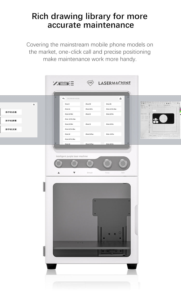 TBK 958ZE UV Laser Machine for Back Glass Removal & LCD Screen Separation | Built-in Fume Extractor