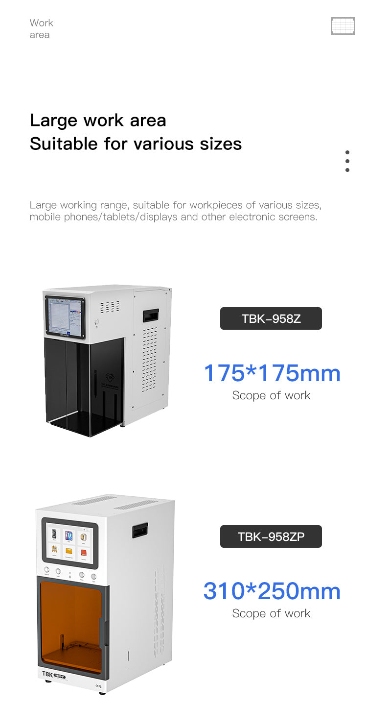 TBK 958ZP All-in-One UV Laser Machine | Large Workspace for Back Glass Repair, Screen Separation & Engraving