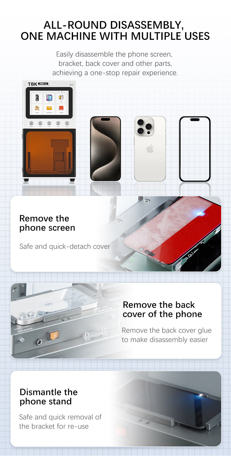 TBK 958ZU AI-Controlled UV Laser Machine | Standalone System for Back Glass, Screen Separation & Power IC Repair