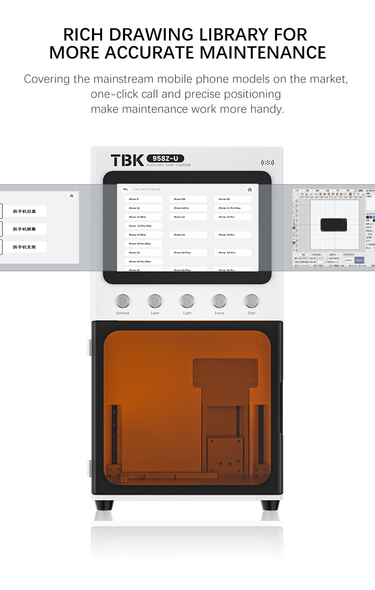 TBK 958ZU AI-Controlled UV Laser Machine | Standalone System for Back Glass, Screen Separation & Power IC Repair