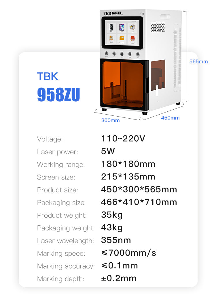 TBK 958ZU AI-Controlled UV Laser Machine | Standalone System for Back Glass, Screen Separation & Power IC Repair