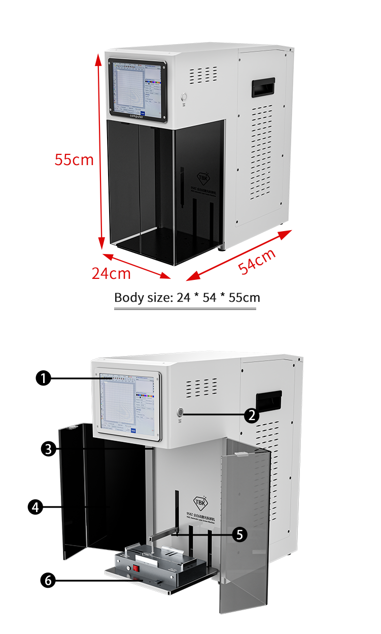 TBK-958Z Dual-Door All-in-One 5W UV Laser | Auto-Focus for iPhone Back Glass Repair & Engraving