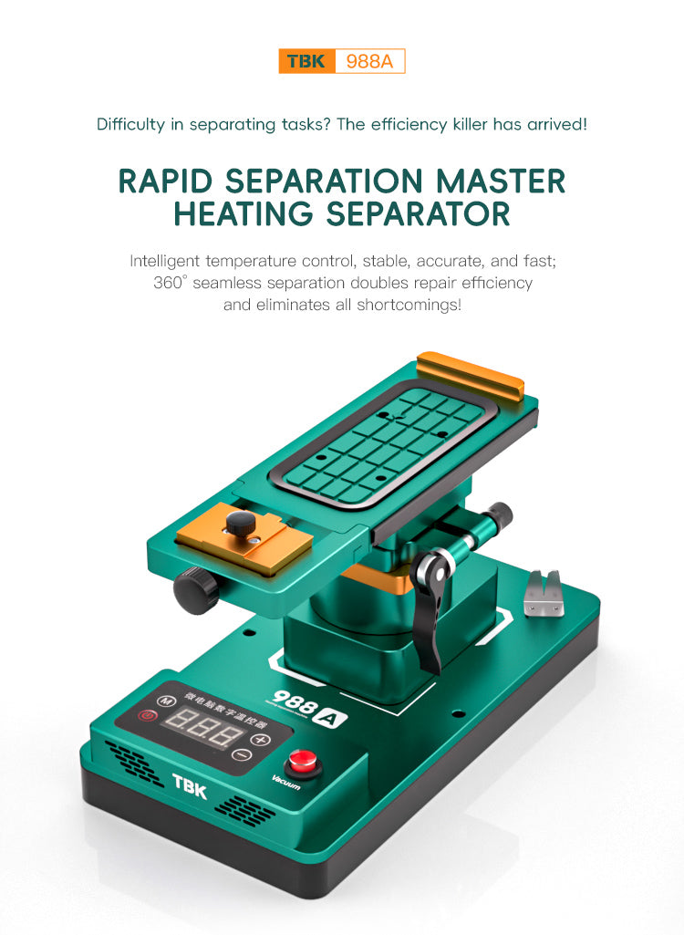 TBK-988A 360° Rotating LCD Screen Separator with Built-in Vacuum Pump & Glue Remover