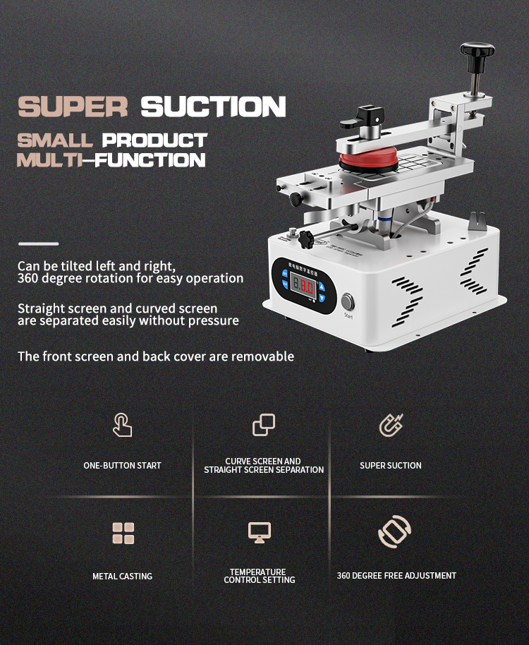 TBK-988C 360° Rotating & Tilting LCD Screen Separator with Dual Vacuum Pumps