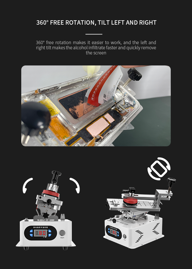 TBK-988C 360° Rotating & Tilting LCD Screen Separator with Dual Vacuum Pumps