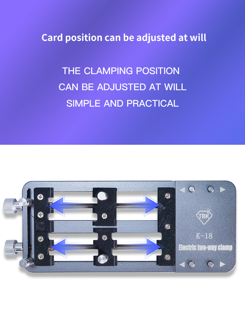 TBK K-18 Electric PCB Holder | Dual-Axis Motorized Motherboard Fixture & IC Chip Clamp