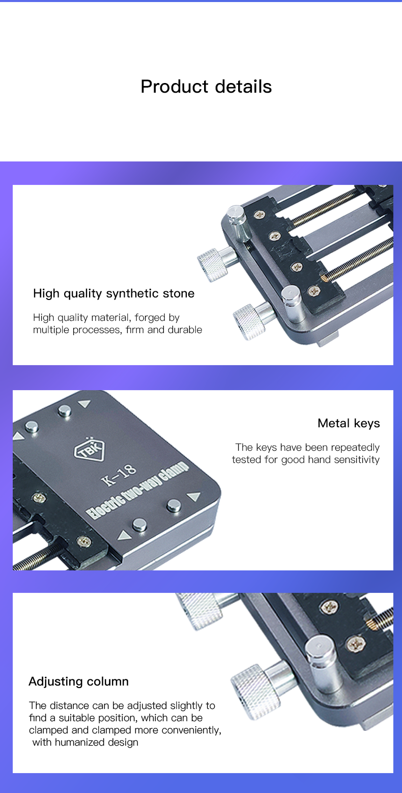 TBK K-18 Electric PCB Holder | Dual-Axis Motorized Motherboard Fixture & IC Chip Clamp