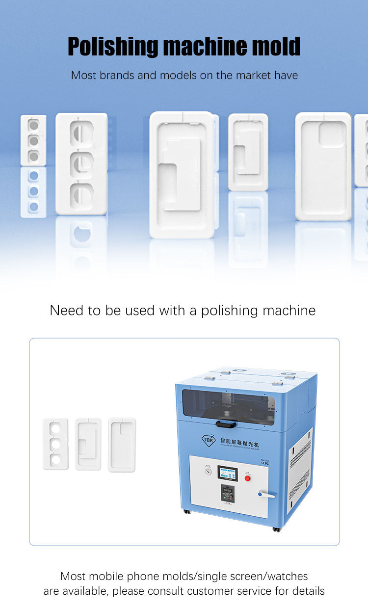 TBK Single-Model Polishing Molds | Screen Refurbishment Fixtures for iPhone, Samsung, Huawei & Apple Watch