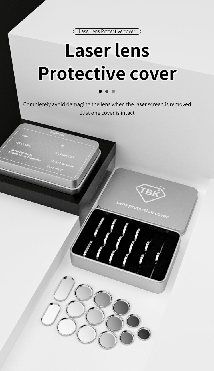 TBK 14-Piece Laser Lens Protection Kit | Aluminum Camera Shield Molds for iPhone Back Glass Repair
